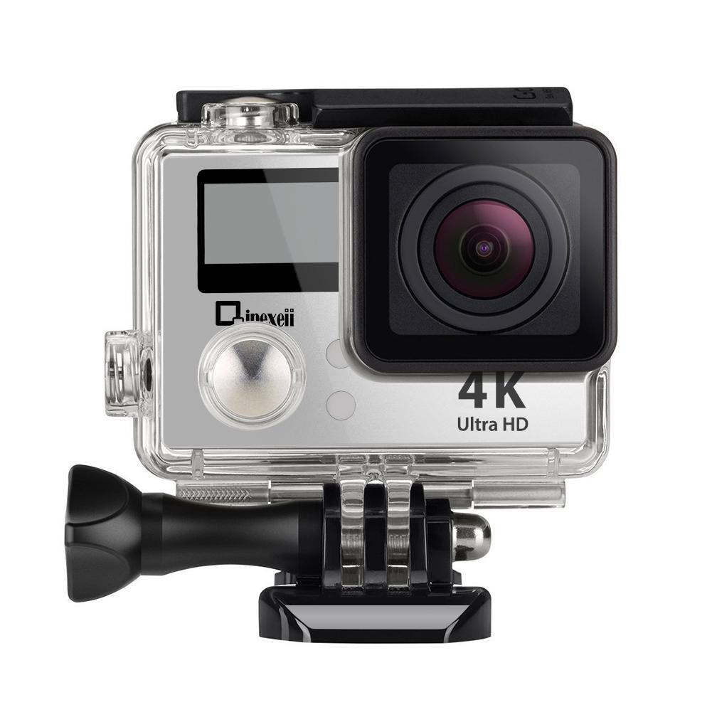 4k Wifi Sports Action Camera with Waterproof Case Double Screen Sensor 170°  Wide Angle (Silver) –