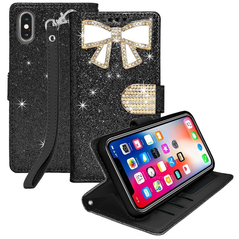 Bling Iphone X Wristlet Case Glitter Phone Cases For Iphone 10x