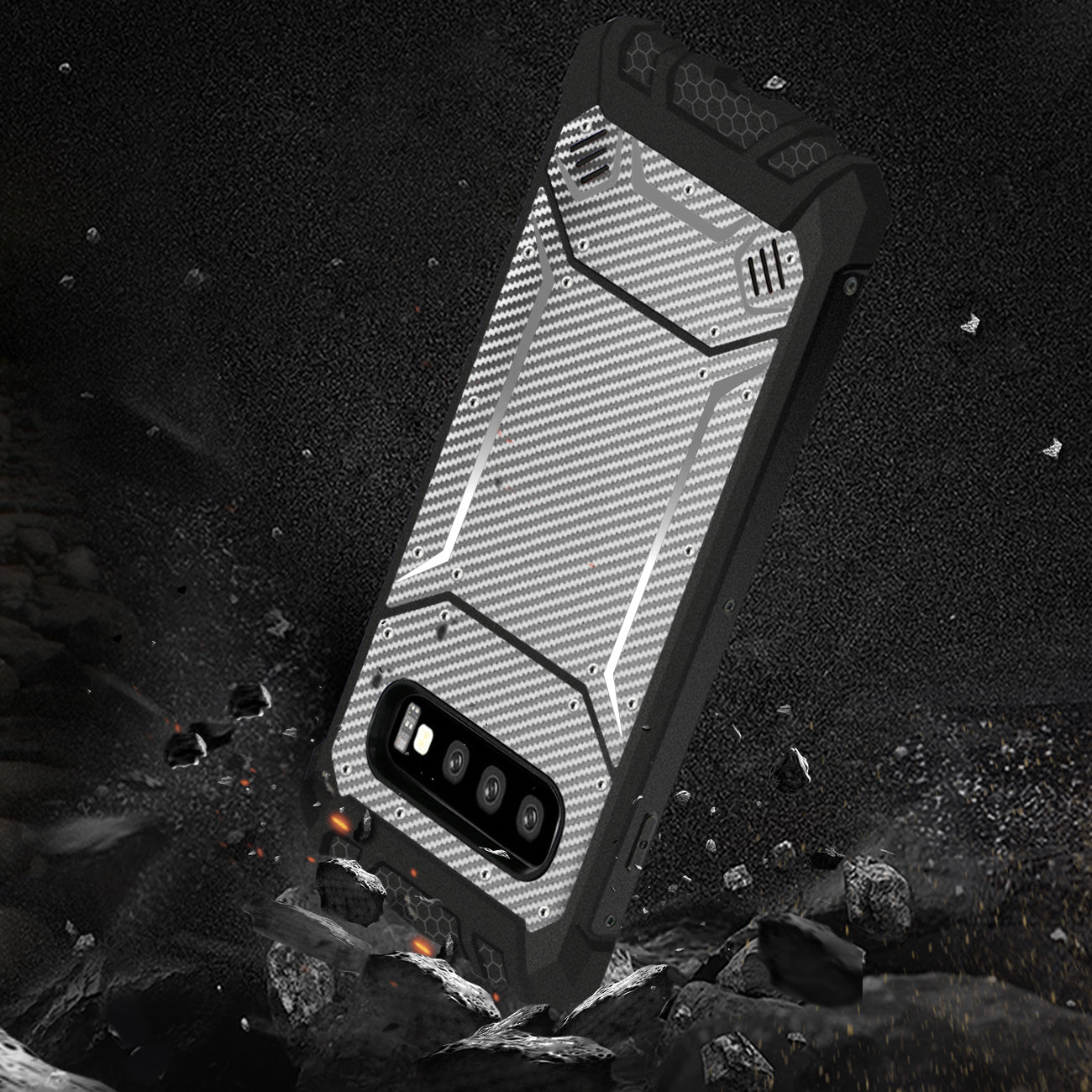 Reiko Samsung Galaxy S10 Plus Carbon Fiber Hard-shell Case In Gray