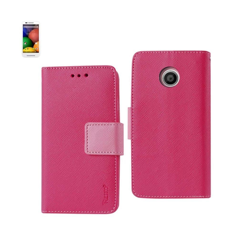 Reiko Motorola Moto E 3-IN-1 Wallet Case In Hot Pink Reiko Motorola Moto E 3-IN-1 Wallet Case In Hot Pink