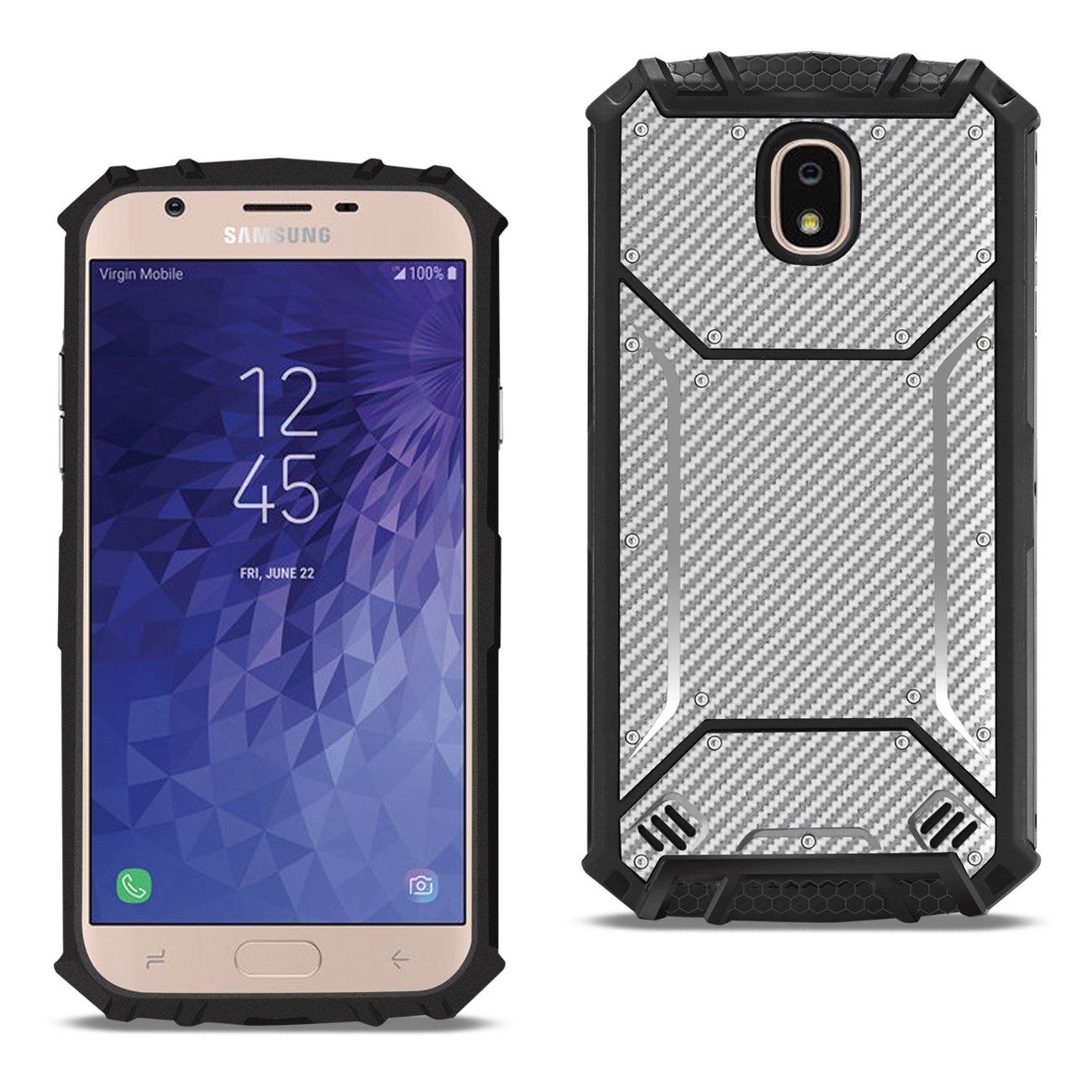 Reiko Samsung Galaxy J3 (2018) Carbon Fiber Hard-shell Case In Gray