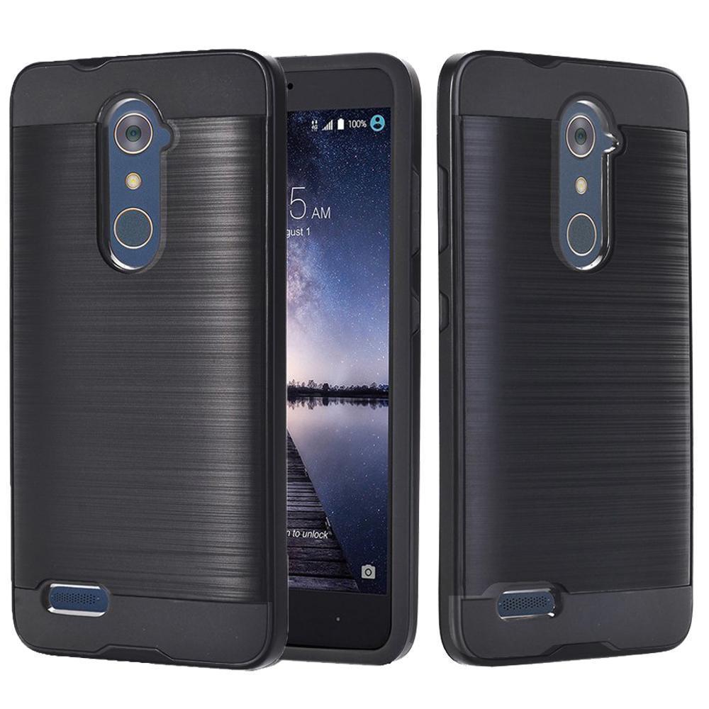 ZTE Zmax Pro Z981 Hybrid Brushed Metal Shockproof Tough Case by
