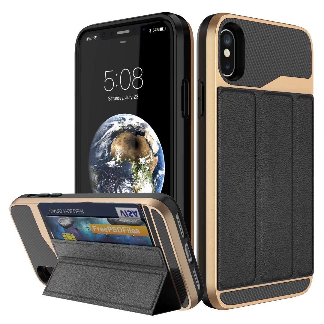 Racing Black Magnetic Ballistic Fiber Case for iPhone 15 with Kick-Sta