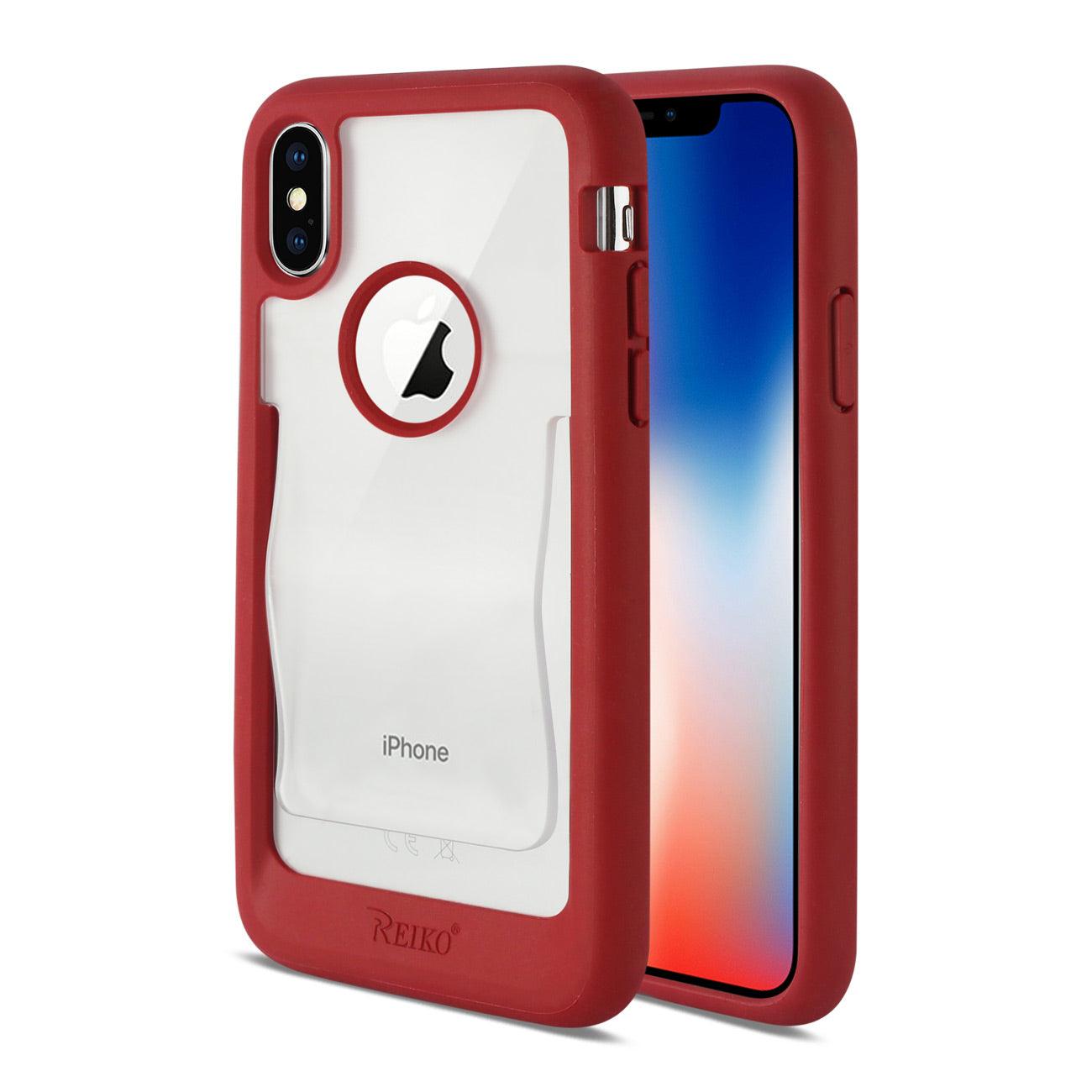 Reiko iPhone X Belt Clip Polymer Case In Clear Red Reiko iPhone X Belt Clip Polymer Case In Clear Red