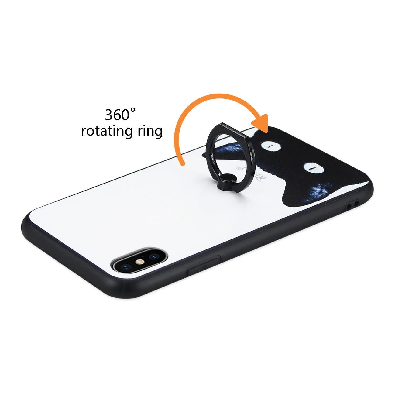 Reiko iPhone X Cat Design Case With Rotating Ring Stand Holder