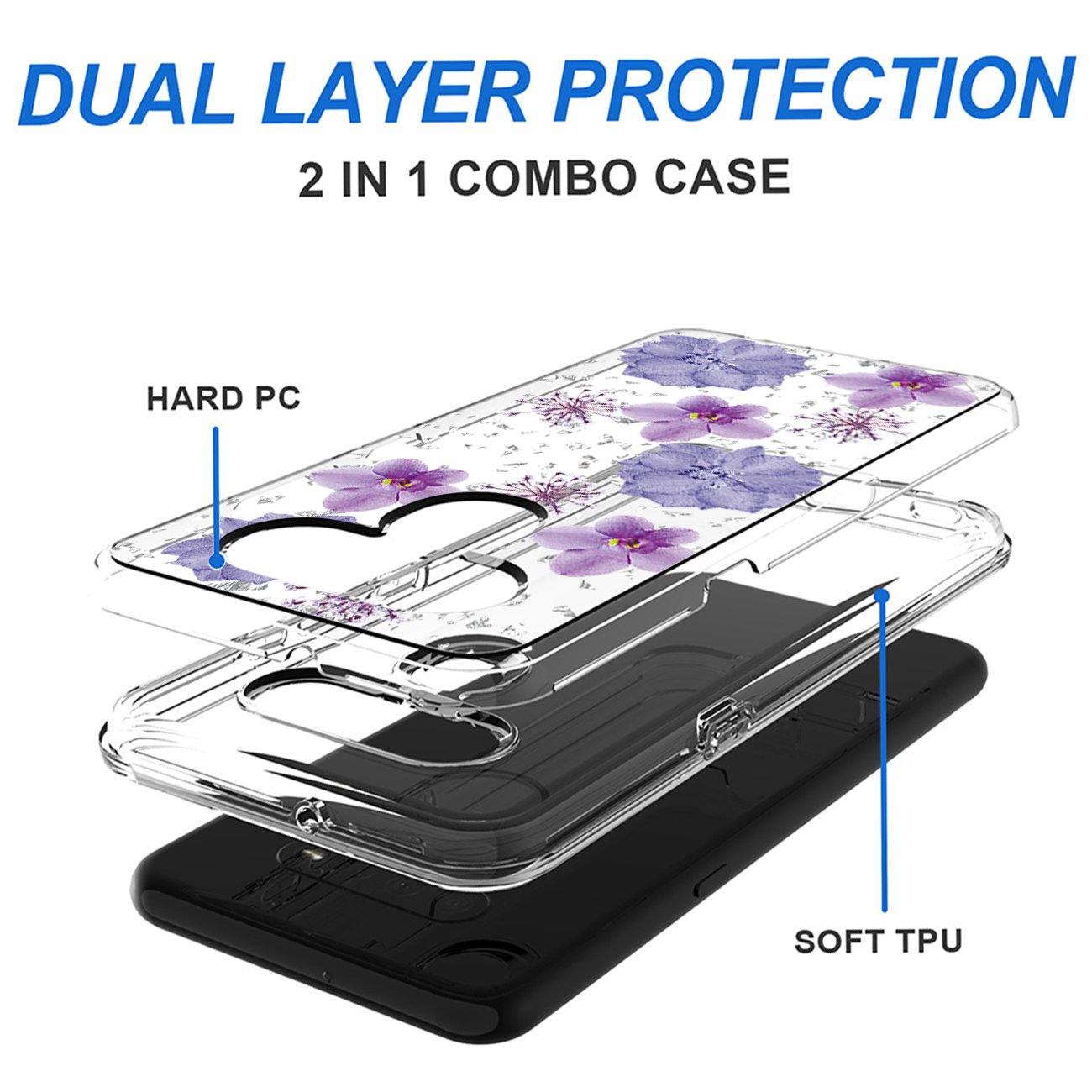 Pressed Dried Flower Design Phone Case For LG K51 In Purple