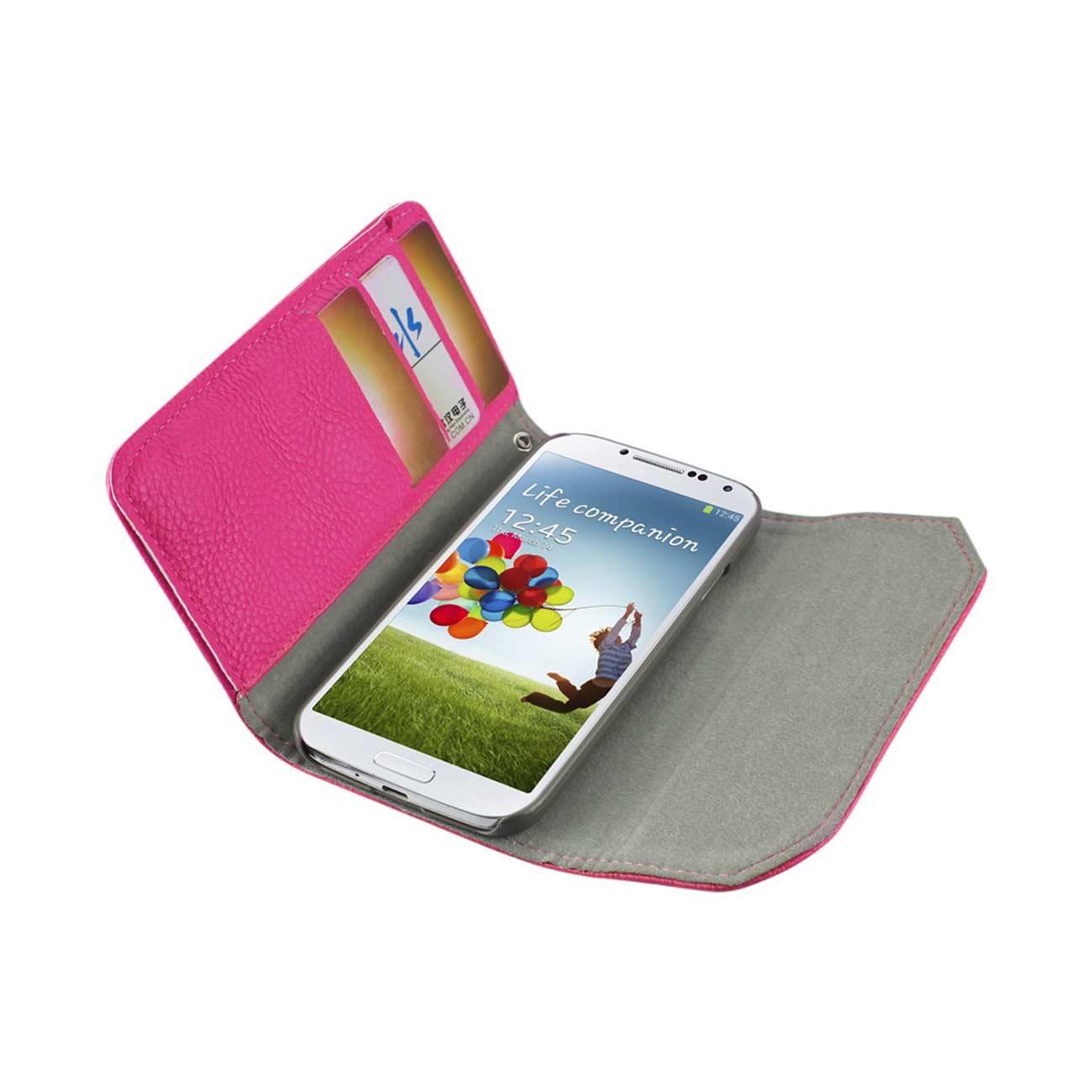 Reiko For Samsung Galaxy S4 Studs Wallet Case In Hot Pink
