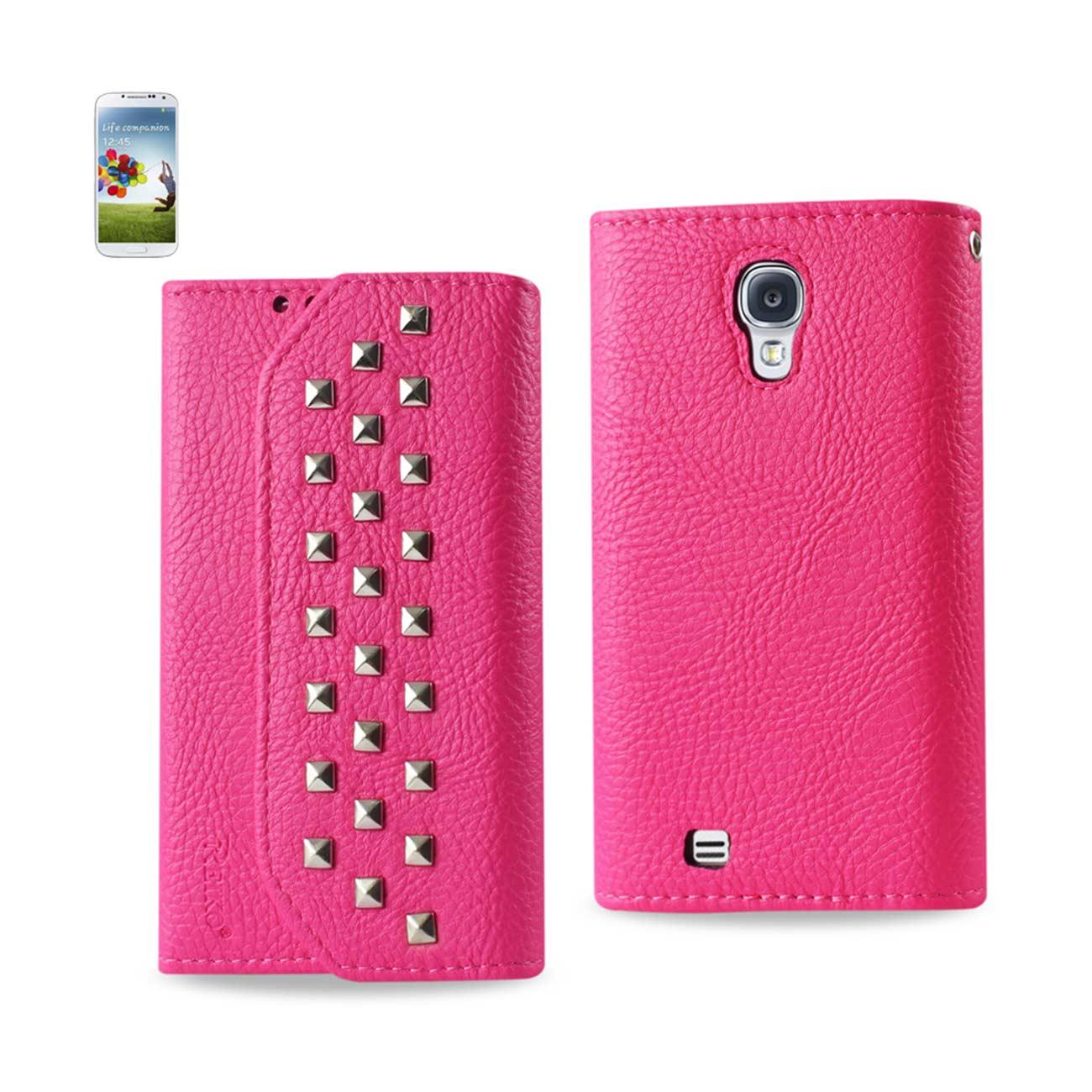 s4 phone wallet case Reiko For Samsung Galaxy S4 Studs Wallet Case In Hot Pink